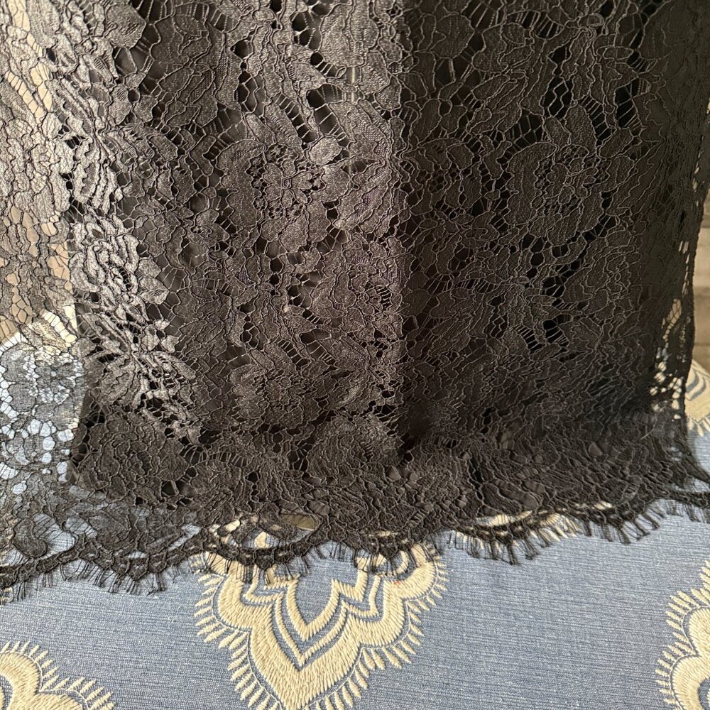 High neck black lace maxi dress large dark romance Victorian whimsigoth grunge - Picture 5 of 10